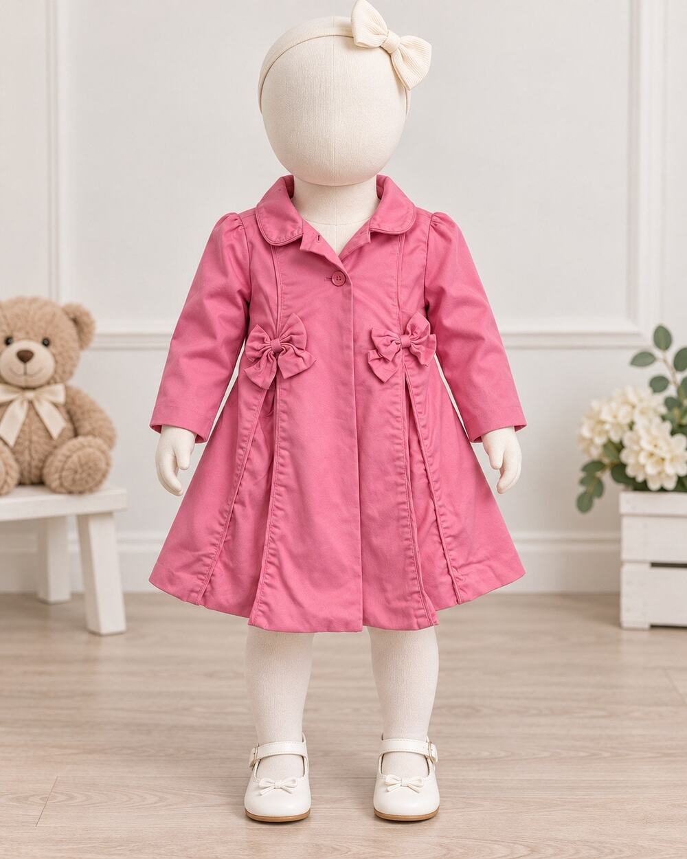 Y2K vintage Polly Flinders Pink jacket dress coat 2T Bows Lined